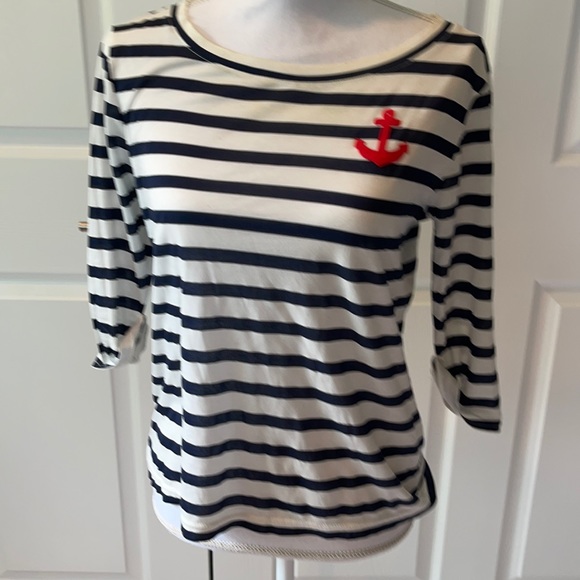 J. Crew Tops - Striped long sleeve tee with a red anchor sz small
